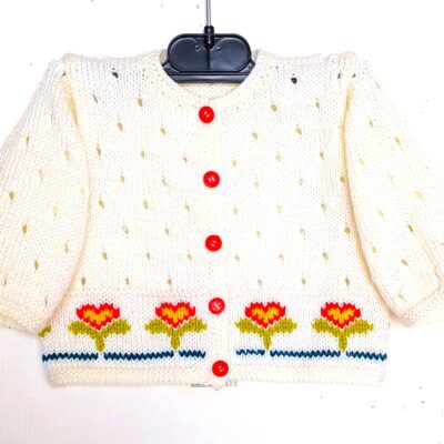 Gilet pour bébé avec des fleurs, taille 3 mois
