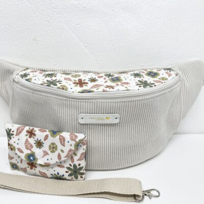 Sac banane velours ecru