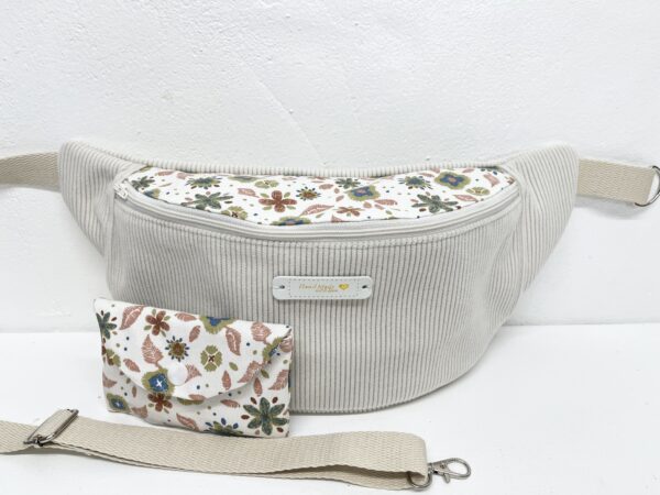 Sac banane velours ecru