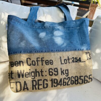 GRAND SAC CABAS EN JEAN ET SAC A CAFE