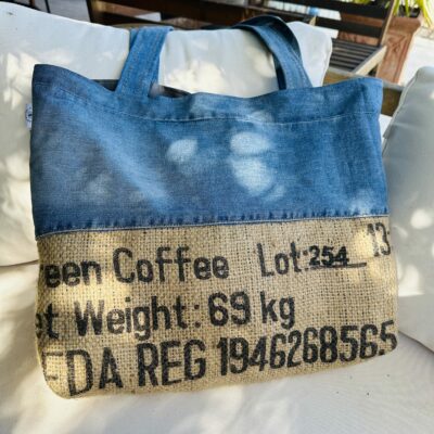GRAND SAC CABAS EN JEAN ET SAC A CAFE