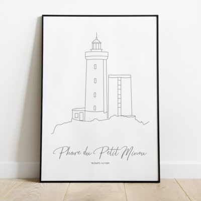 Affiche Phare du Petit Minou, phare de Bretagne, phare du Finistère, Plouzané, Brest