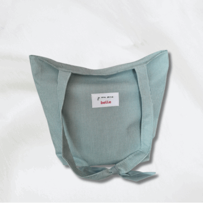 Sac tote bag confiante bi-matière pied-de-poule + bleu-gris
