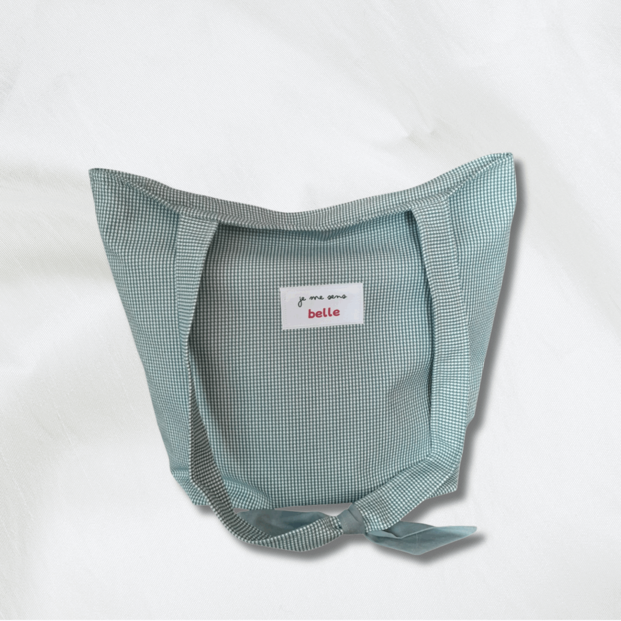 Sac tote bag confiante bi-matière pied-de-poule + bleu-gris