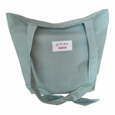 Sac tote bag confiante bi-matière pied-de-poule + bleu-gris