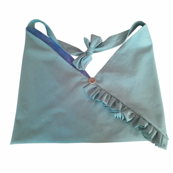 Sac origami rayonnante bi-matière pied-de-poule vert + mauve – Image 2