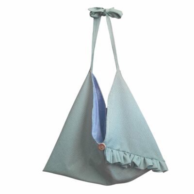 Sac origami rayonnante bi-matière pied-de-poule vert + mauve