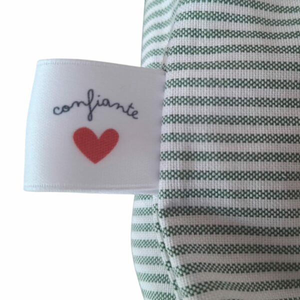 Sac tote bag confiante bi-matière vert rayé + rose à carreaux – Image 3