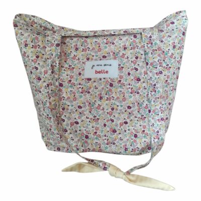 Sac tote bag confiante bi-matière motif floral + jaune