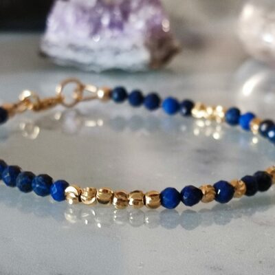 Bracelet fin en Lapis Lazuli facettée 3mm