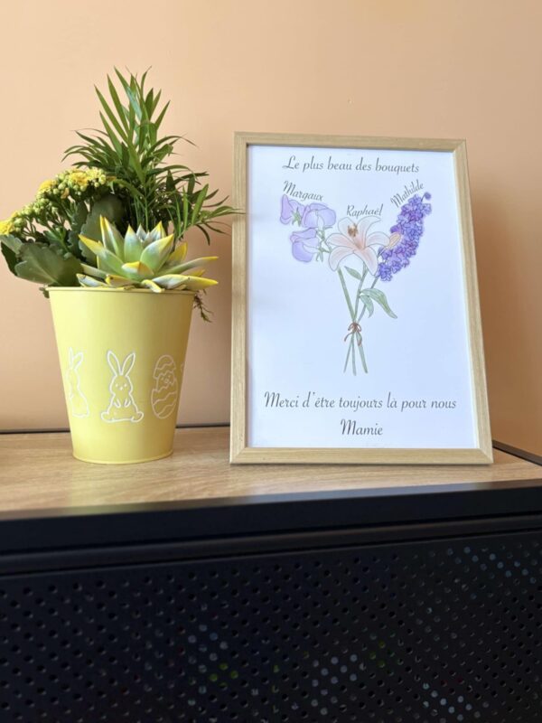 Illustration personnalisée bouquet de fleurs de naissance – Image 2