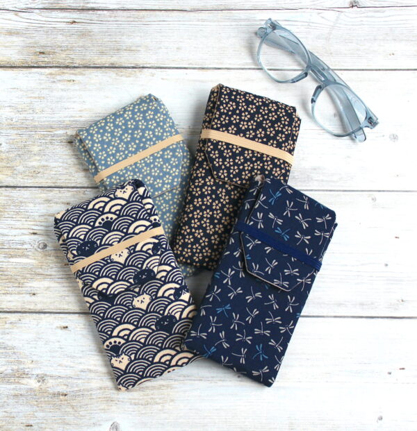 Étui à lunettes tissu japonais fleurs, pochette lunettes molletonnée, accessoire japonais – Image 6