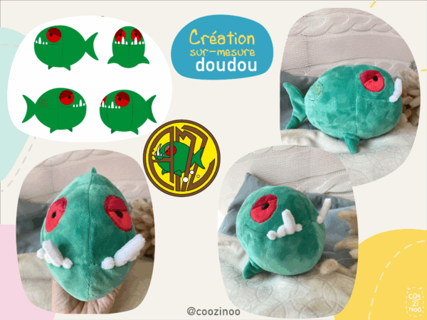 creation doudou sur mesure poisson piranha