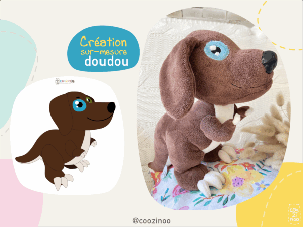 creation doudou sur mesure trex teckel