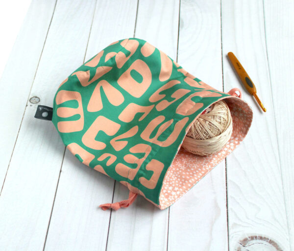 Petit sac à projets crochet tricot, pochon range pelotes de laine, accessoire tricot – Image 3