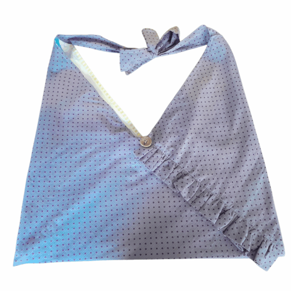 Sac origami rayonnante bi-matière pois mauve + rayures colorées – Image 2