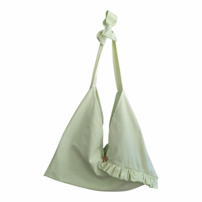 Sac origami rayonnante bi-matière jaune anis + motif floral vert
