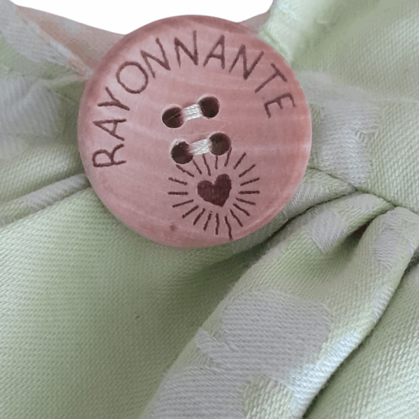Sac origami rayonnante bi-matière motif floral vert + vichy jaune – Image 4