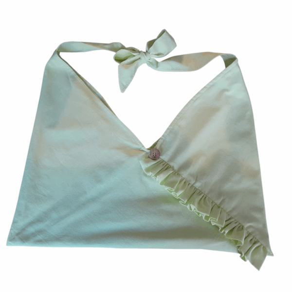Sac origami rayonnante bi-matière jaune anis + motif floral vert – Image 2