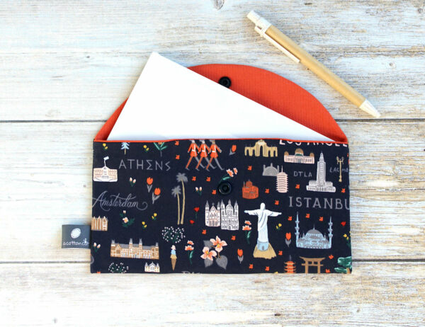 Pochette documents voyage, trousse enveloppe tissu , pochette billets avion passeport – Image 3