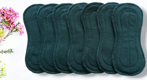 Pack 7 serviettes hygiéniques lavables sans ailettes EUCALYPTUS - (S/ Flux normaux jour et nuit) - serviettes menstruelles lavables - serviettes hygiéniques alternatives - Zéro déchet - shl - serviettes périodiques