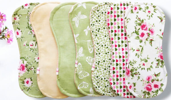 Pack 7 serviettes hygiéniques lavables sans ailettes ROSES - (S/ Flux normaux jour et nuit) - serviettes menstruelles lavables - serviettes hygiéniques alternatives - Zéro déchet - shl - serviettes périodiques
