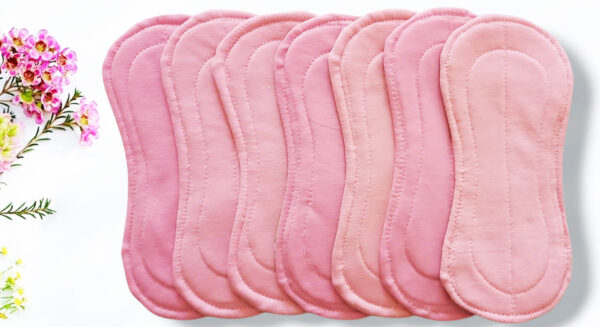 Pack 7 serviettes hygiéniques lavables sans ailettes ROSES - (S/ Flux normaux jour et nuit) - serviettes menstruelles lavables - serviettes hygiéniques alternatives - Zéro déchet - shl - serviettes périodiques