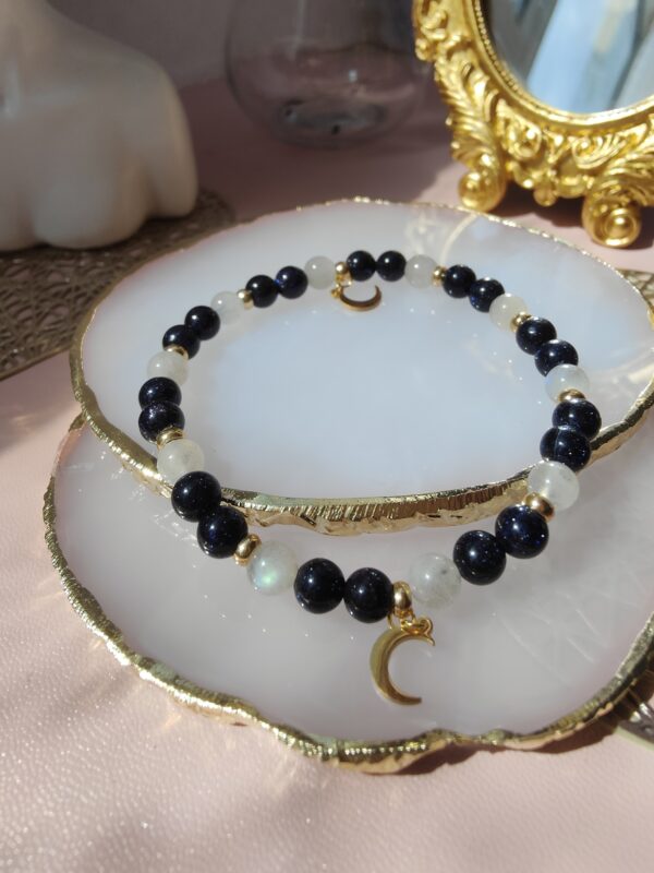 Notte Labradorite blanche & Aventurine noire
