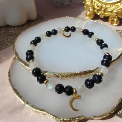 Notte Labradorite blanche & Aventurine noire