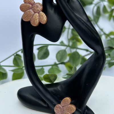 Boucles d’oreilles « Les Floralies 2 » en pâte polymère rose gold
