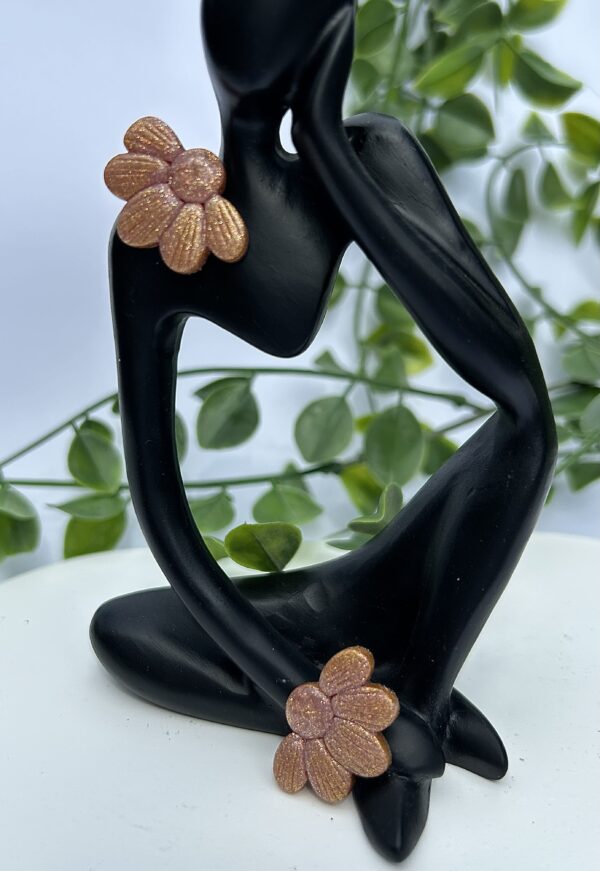 Boucles d’oreilles « Les Floralies 2 » en pâte polymère rose gold