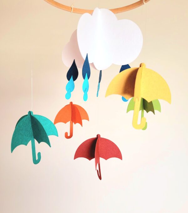 Mobile suspendu pour berceau bébé, thème météo coloré et doux