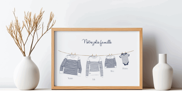 Affiche Famille personnalisée marinière, pull marin – Image 3