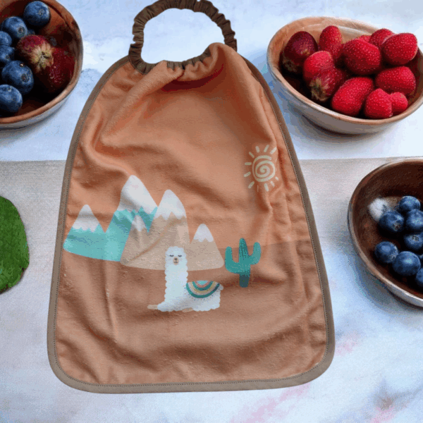Bavoir maternelle / serviette de table enfant en éponge de bambou 🦙