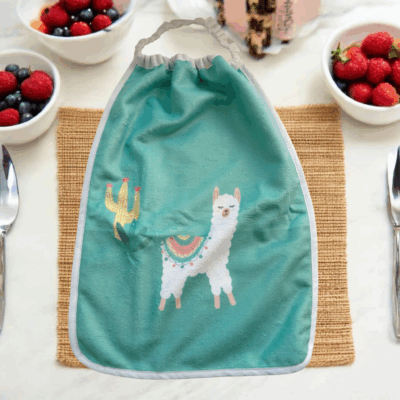Bavoir maternelle / serviette de table enfant en éponge de bambou 🦙
