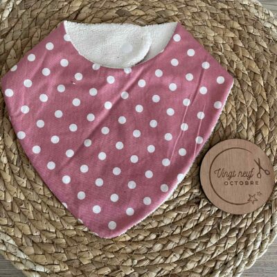 Bavoir bandana - POIS ROSE