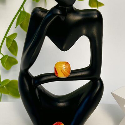 Boucles d’oreilles « Les petits carrés » en pâte polymère, jaune -orange