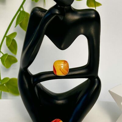 Boucles d’oreilles « Les petits carrés » en pâte polymère, jaune -orange