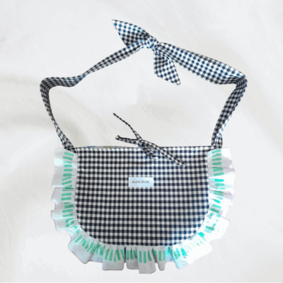 Sac à volant audacieuse vichy noir + rayures colorées