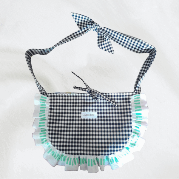 Sac à volant audacieuse vichy noir + rayures colorées