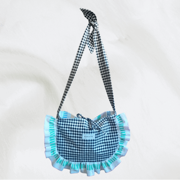 Sac à volant audacieuse vichy noir + rayures colorées – Image 4