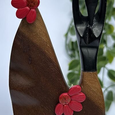 Boucles d’oreilles « Les Floralies 2 » en pâte polymère rouge