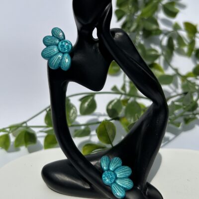 Boucles d’oreilles « Les Floralies 2 » en pâte polymère turquoise