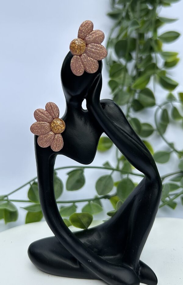 Boucles d’oreilles « Les Floralies 2 » en pâte polymère rose gold