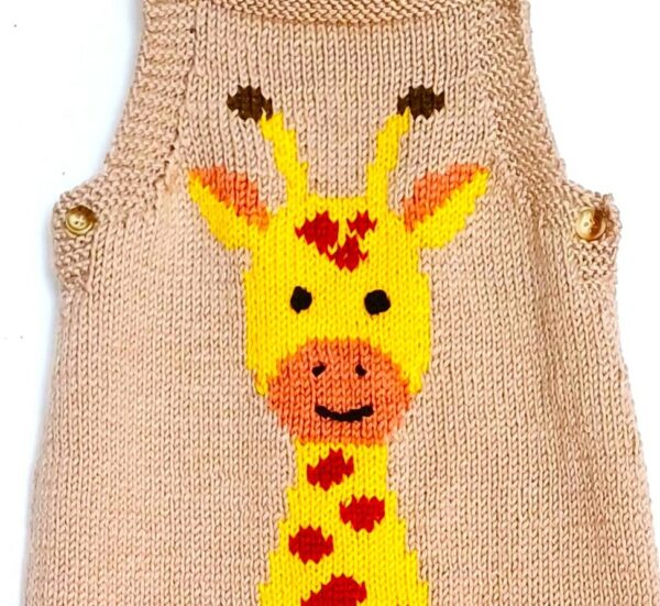 Salopette bébé au tricot avec une girafe, taille 3/6 mois – Image 2
