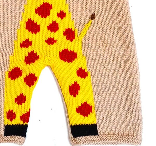 Salopette bébé au tricot avec une girafe, taille 3/6 mois – Image 3