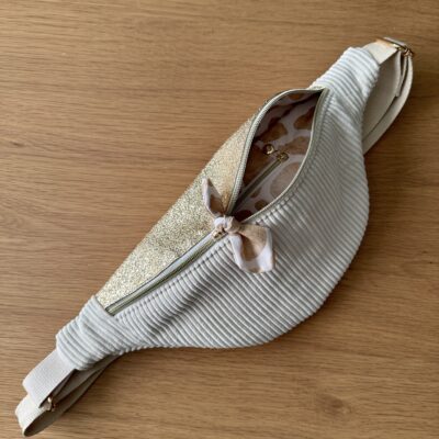 Sac banane en velours cotelé + doré brillant