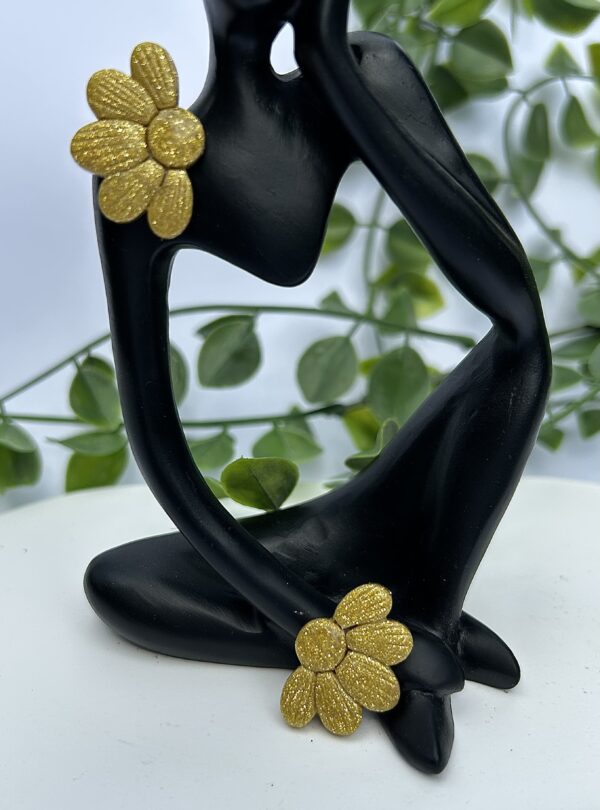 Boucles d’oreilles « Les Floralies 2 » en pâte polymère or