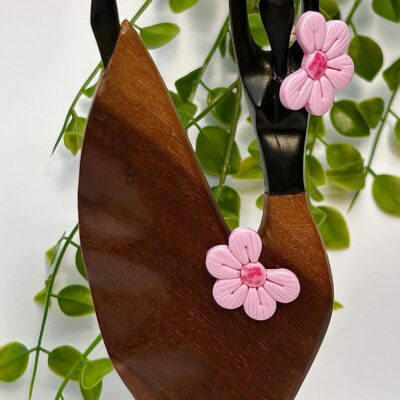 Boucles d’oreilles « Les Floralies 1 » en pâte polymère rose