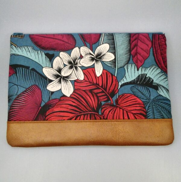 Housse, pochette ordinateur portable tissus coton bleu à grandes fleurs – Image 2